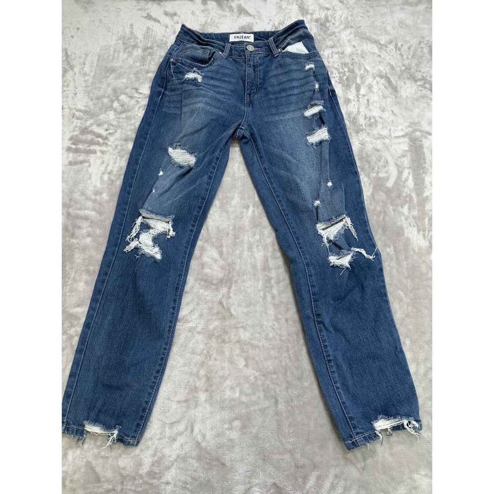 Enjean Denim Co. Distressed Jeans‎ Women's Size 3 26x26 5 Pocket Design EUC